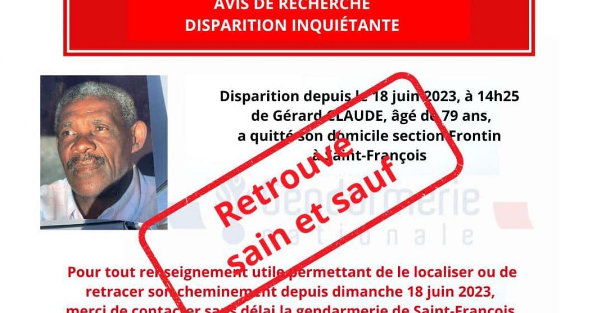 Le disparu de Saint-François, Gérard Claude retrouvé sain et sauf