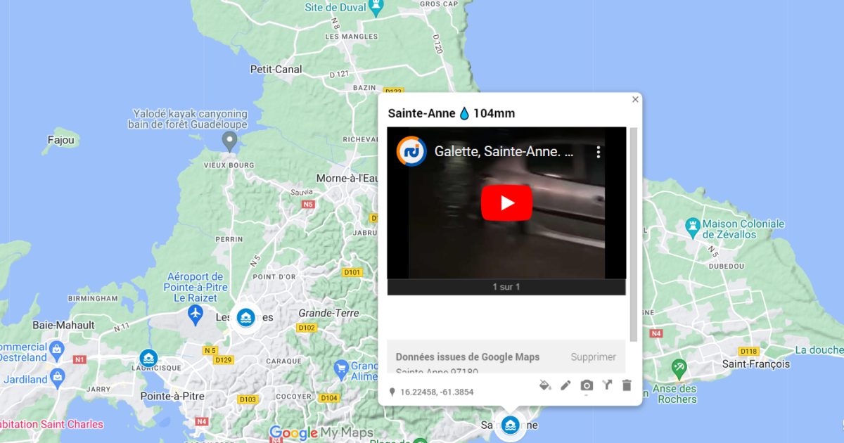 Carte interactive : les vidéos de la tempête Philippe en Guadeloupe