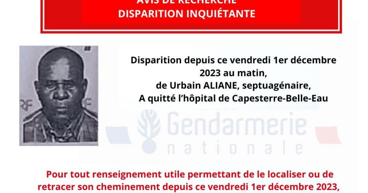 Appel à témoins : un patient de l’hôpital de Capesterre de 77 ans porté disparu