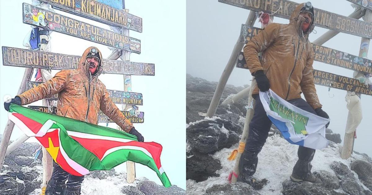Mickaël Rotin hisse le drapeau de la Guadeloupe sur le sommet du Kilimandjaro, en Afrique !