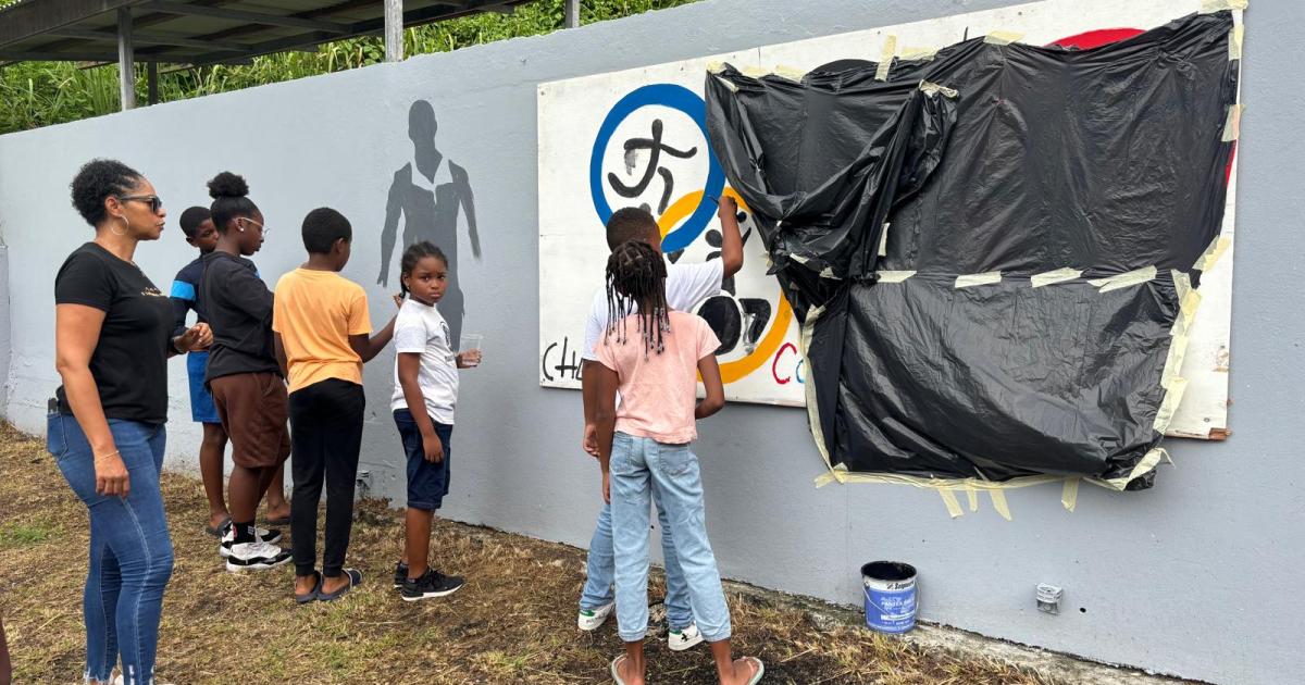 Une fresque sur les JO a été peinte par des enfants de Chazeau aux Abymes