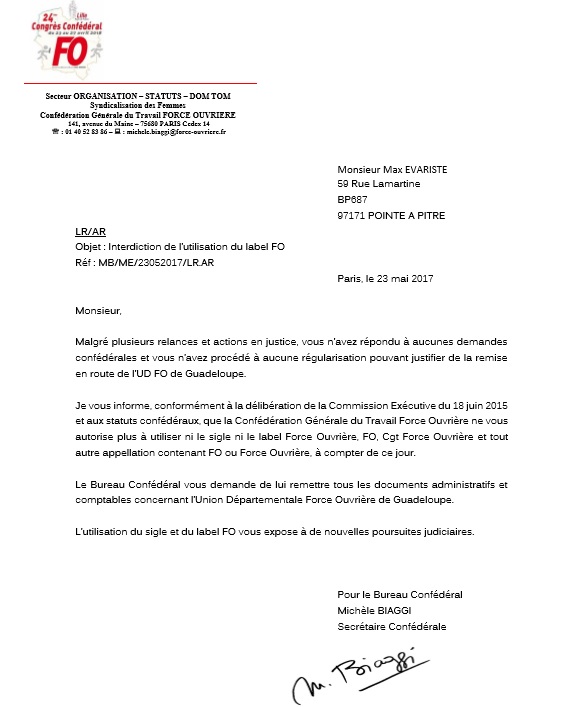 lettre FO 