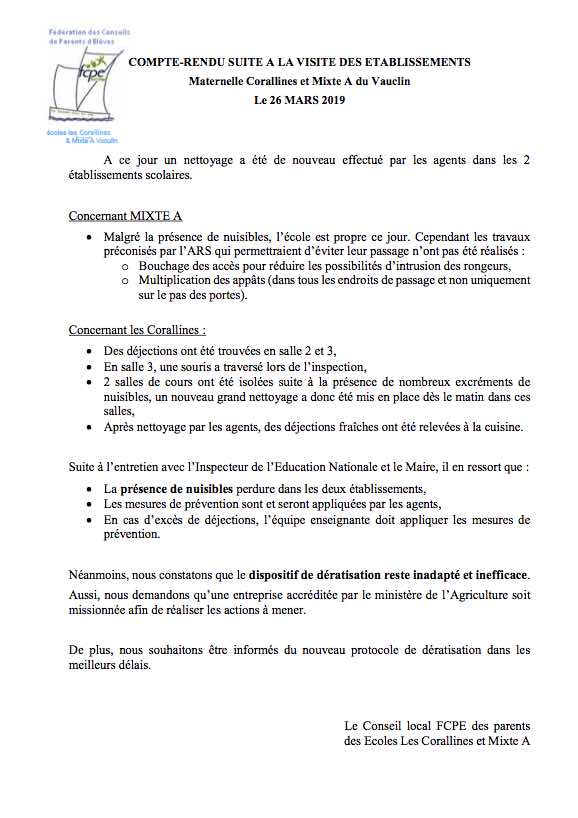 compte rendu de la visite FCPE dans les deux écoles du Vauclin