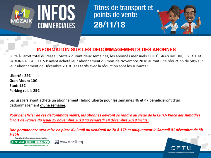 Dédommagement abonnés CFTU