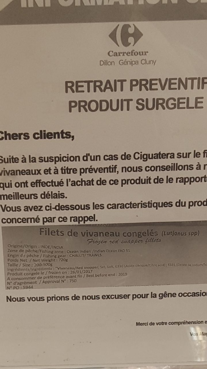 retrait vivaneaux carrefour