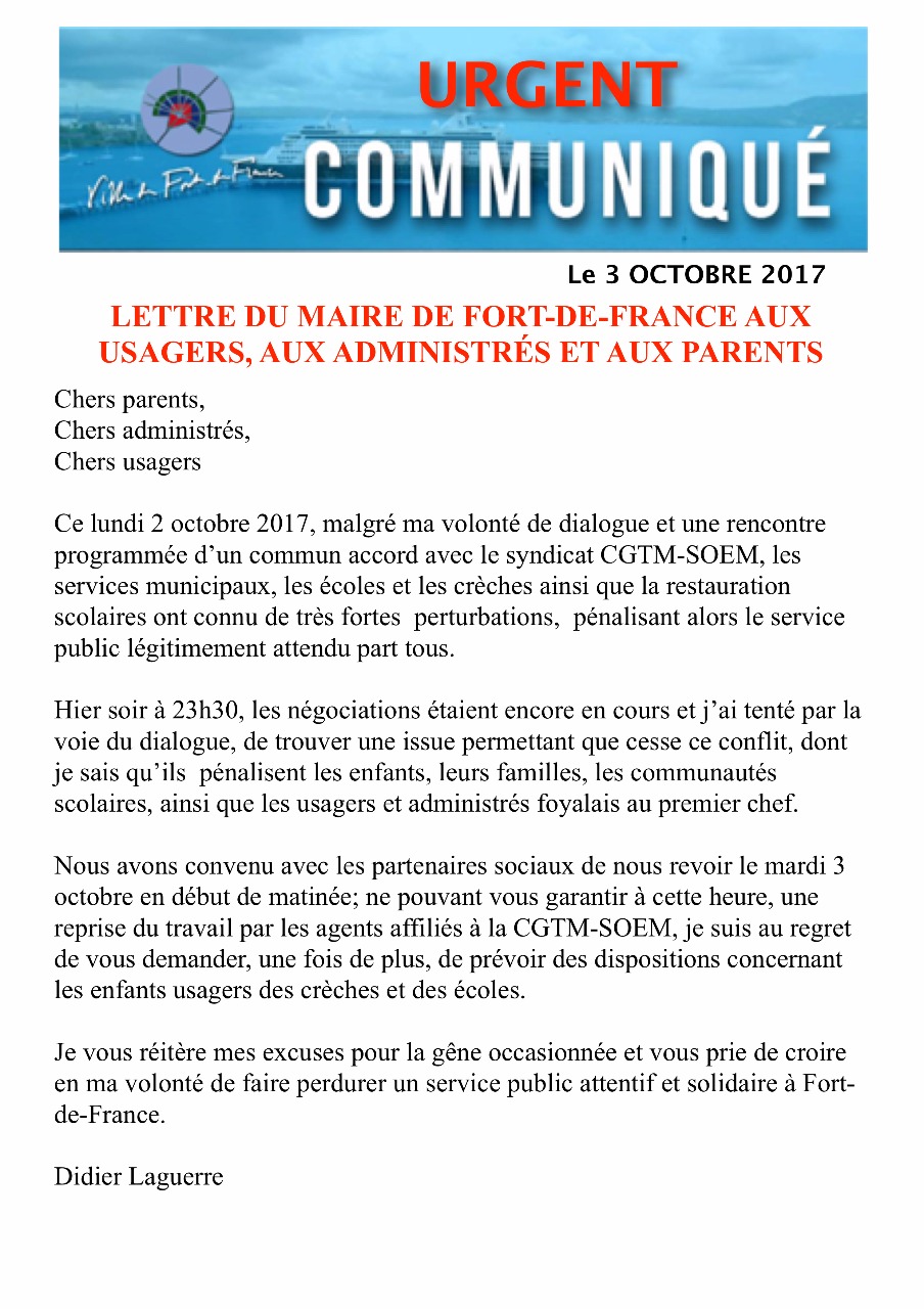 communiqué maire de FDF