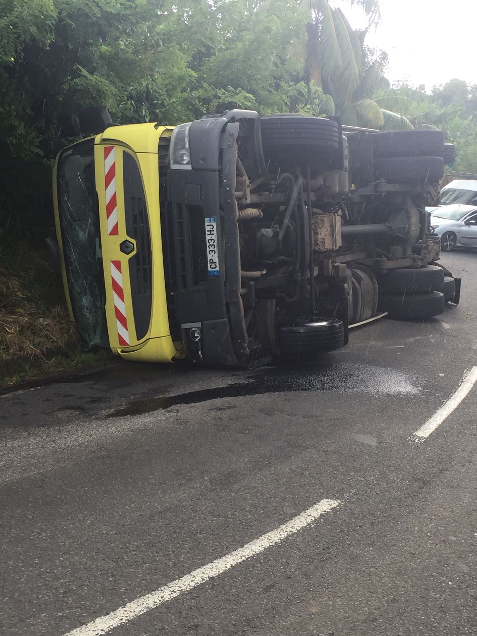 camion poubelle renversé