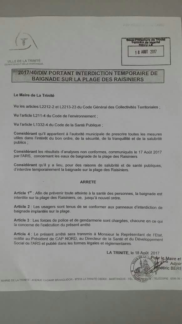 arrêté baignade raisiniers