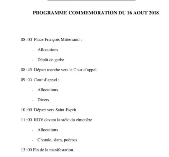 commémoration 16 août programme