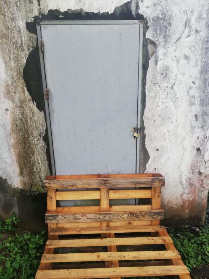 porte local sous sol acajou