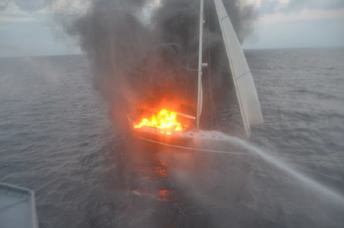 Bateau en feu