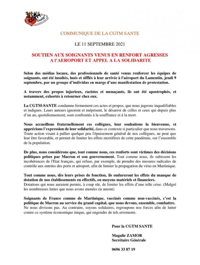 CGTM Santé condamnation injures soignants