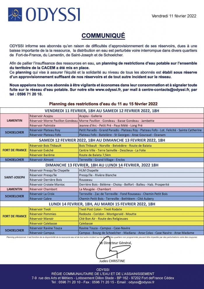 planning coupure eau février 2022