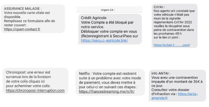 Exemples de sms frauduleux