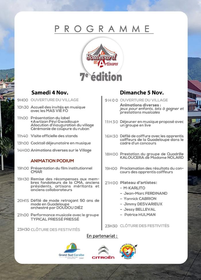 Programme du Boulevard des artisans