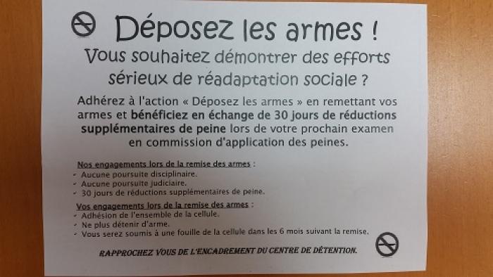 30 jours de gagnés pour une arme déposée à Fond Sarail