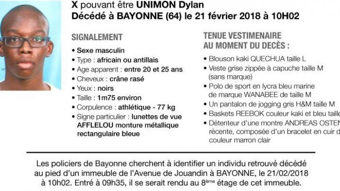 Bayonne : le corps retrouvé est bien celui de Dylan Unimon