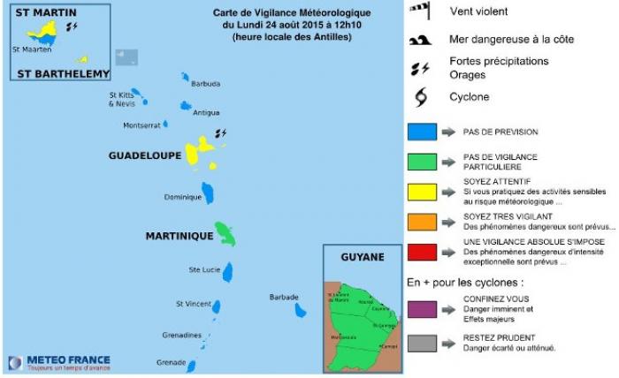Danny s’est affaibli, la Guadeloupe passe en vigilance jaune