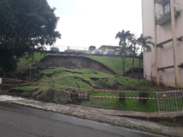 Glissement de terrain à Dillon à Fort-de-France suite aux fortes pluies