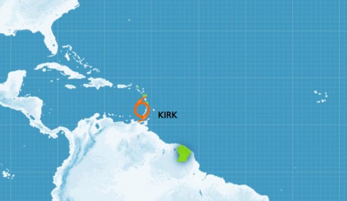 KIRK : vigilance orange fortes pluies et orages, jaune pour le vent et la mer