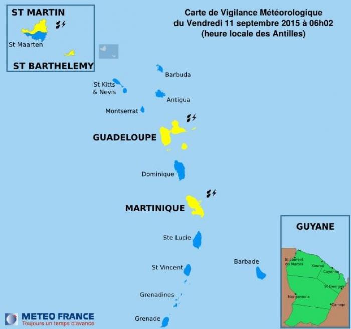 La Guadeloupe toujours en vigilance jaune