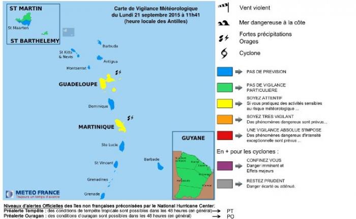 La Martinique a été placée en vigilance jaune