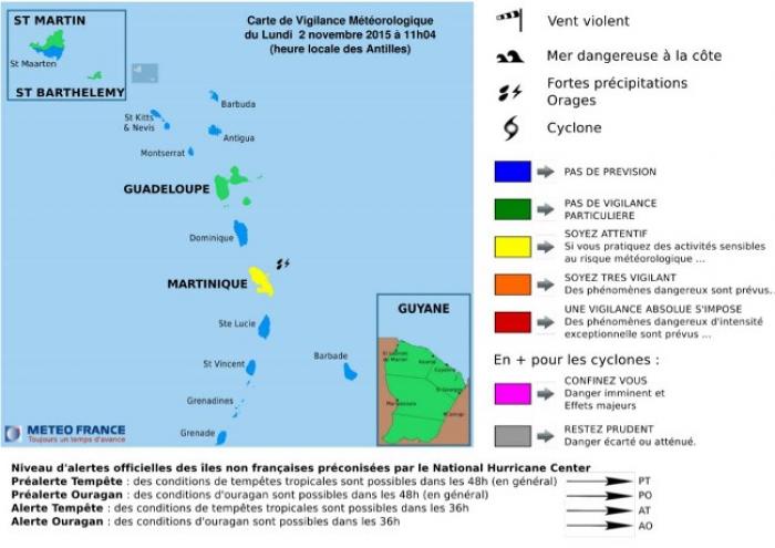 La Martinique en vigilance jaune jusqu'à mardi matin