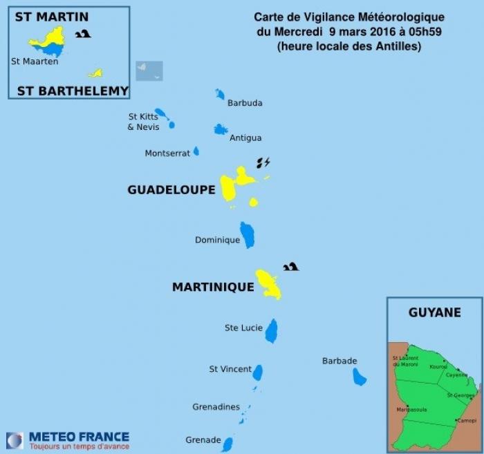 La vigilance jaune est activée pour la Guadeloupe