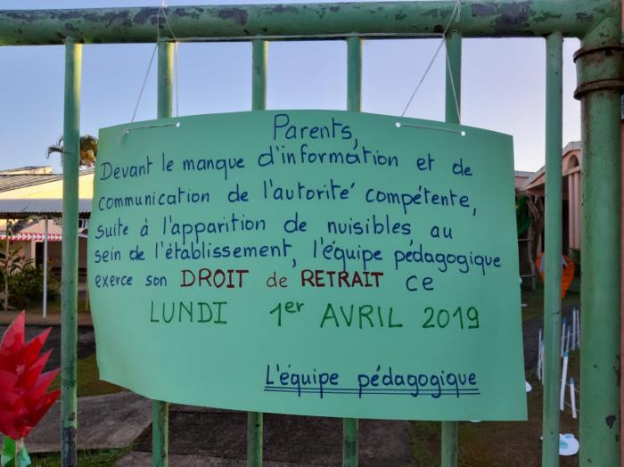 Le personnel de l'école de Grand Bourg à Rivière-Salée exerce son droit de retrait