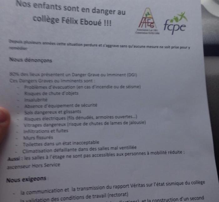 Petit-Bourg : Les parents d’élèves du collège Félix Eboué sont mécontents