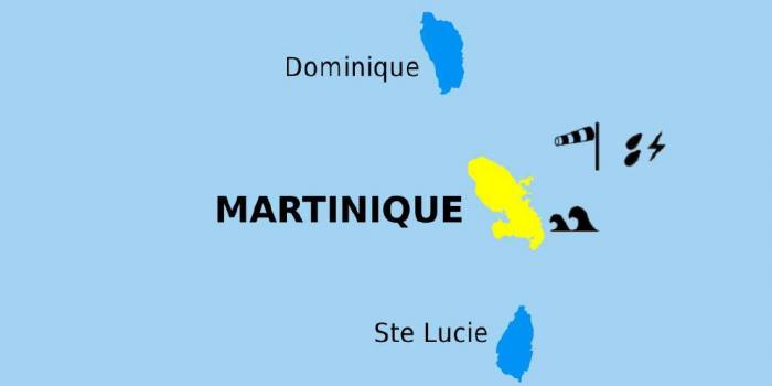 Retour en vigilance jaune pour la Martinique pour mer dangereuse à la côte, vent fort et fortes pluies orageuses