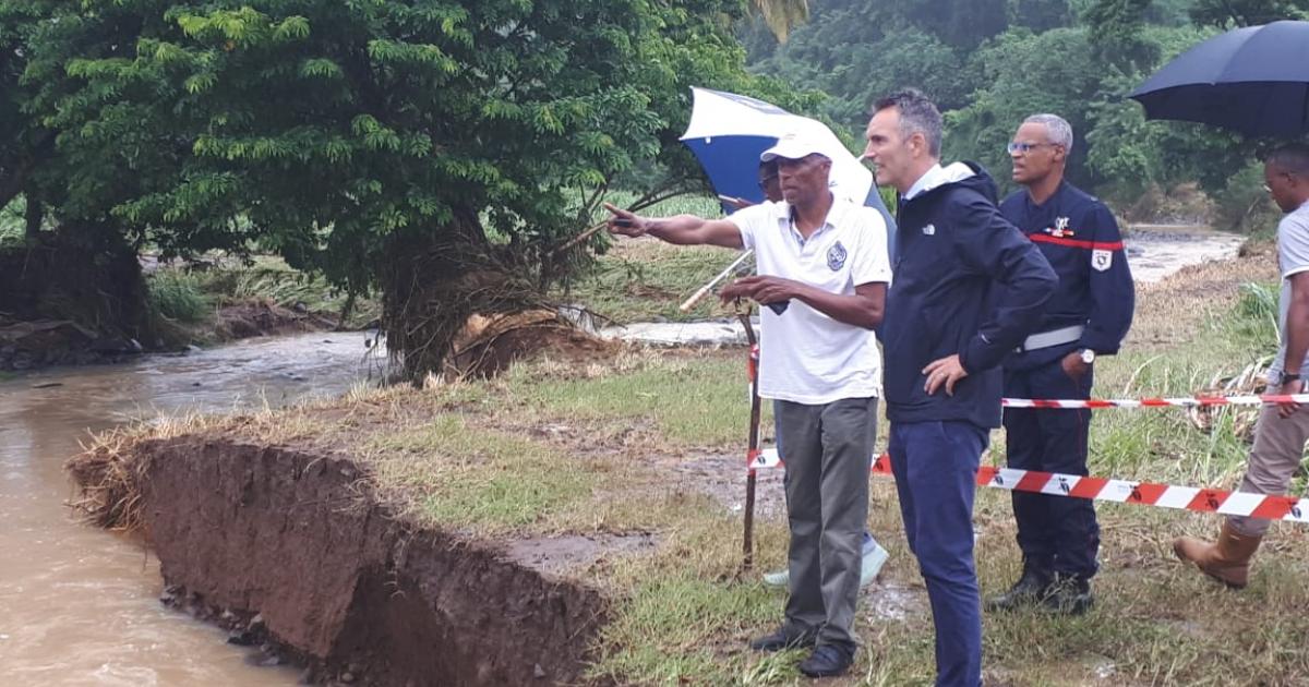 Tempête Dorian : visite de terrain à Rivière Pilote du secrétaire général de la Préfecture.