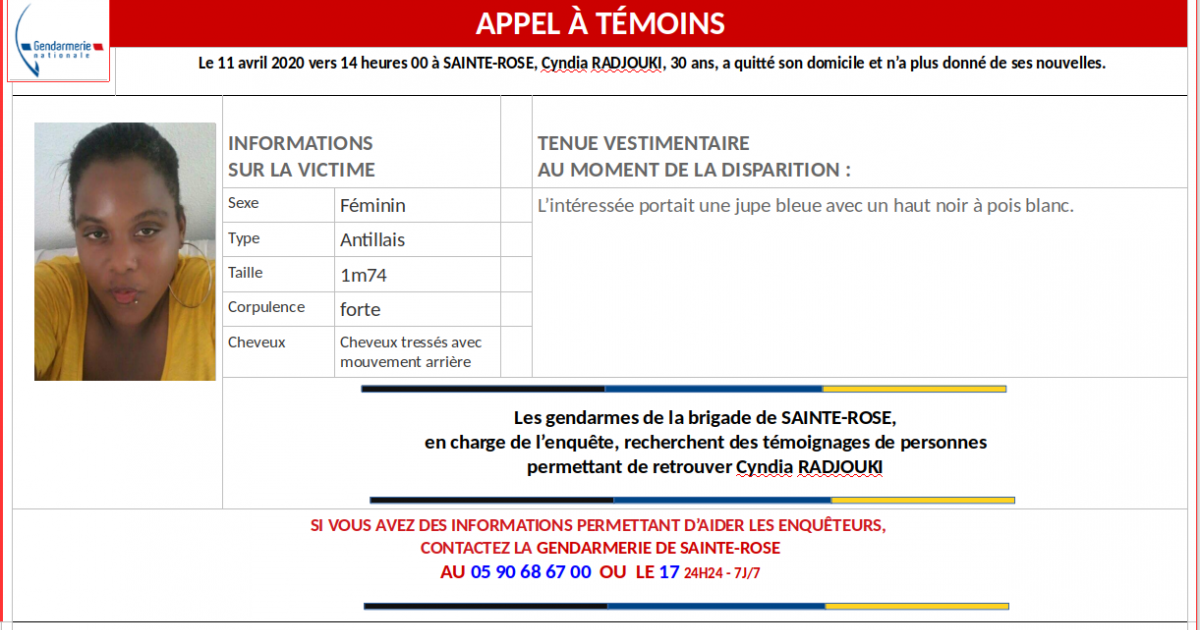 Avez-vous vu Cyndia Radjouki ?