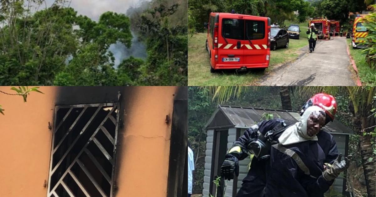 Une maison détruite par les flammes