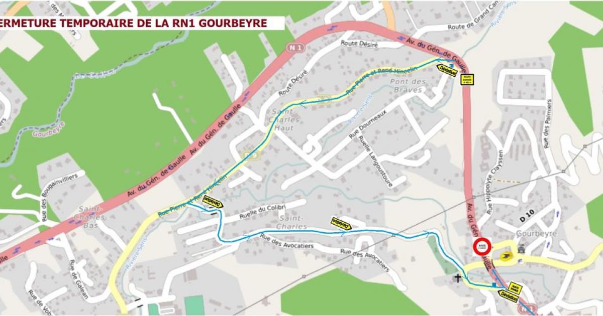 La RN1 à Gourbeyre momentanément fermée ce mercredi après-midi