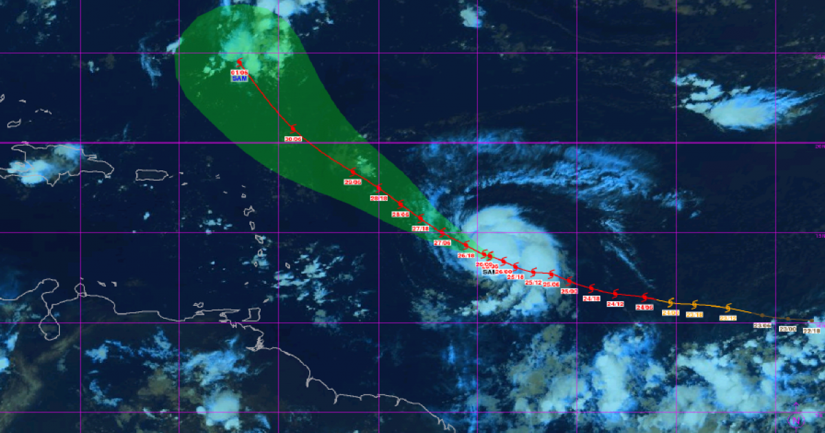     





L'ouragan Sam est passé en catégorie 4 (bulletin du 26/09/21)




