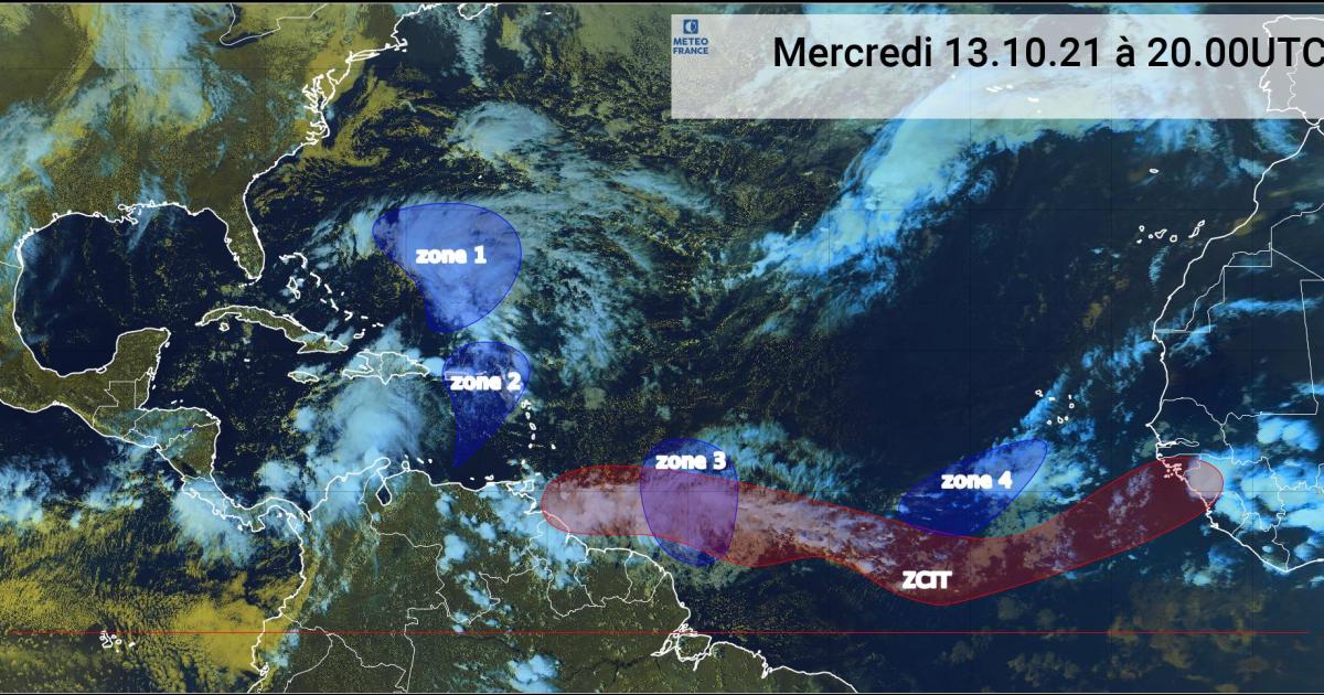 Une onde tropicale peu active est prévue en fin de semaine (bulletin du 13/10/21)