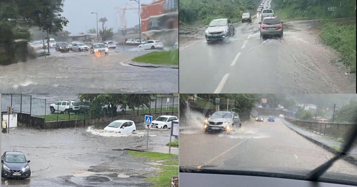 Beaucoup d'eau sur les routes de Martinique au passage d'une forte onde tropicale