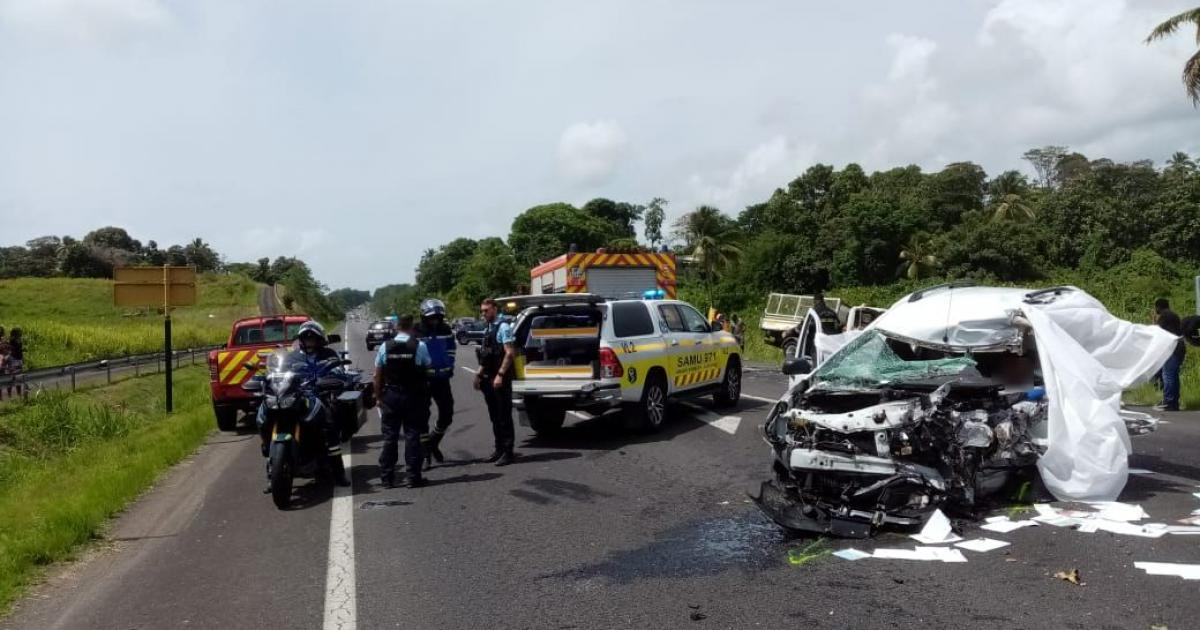 Six blessés dont deux graves dans un accident de la route sur la RN1 à Goyave