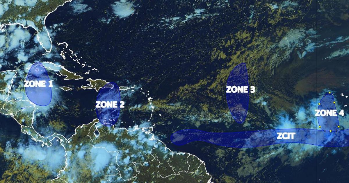 4 ondes tropicales en évolution sur nos bassins