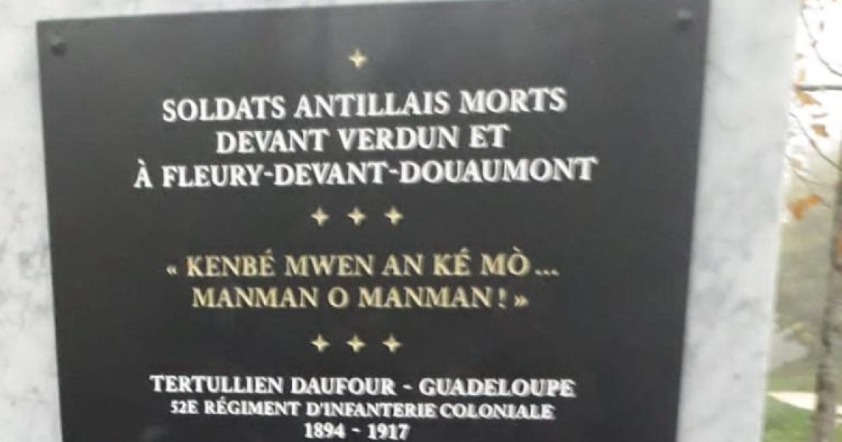 Une stèle inaugurée pour les soldats antillais morts lors de la bataille de Verdun