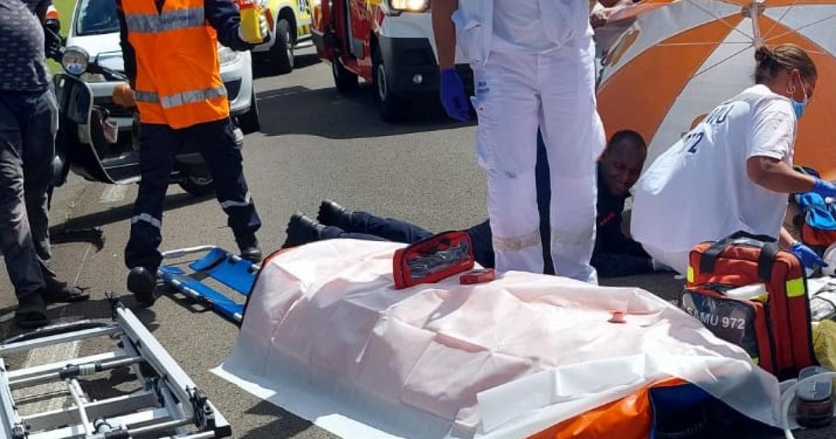 Accident entre un motard et une voiture au Lamentin