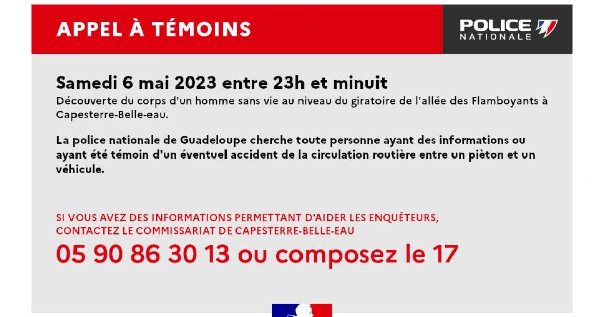 Appel à témoins après la découverte du corps sans vie d'un piéton
