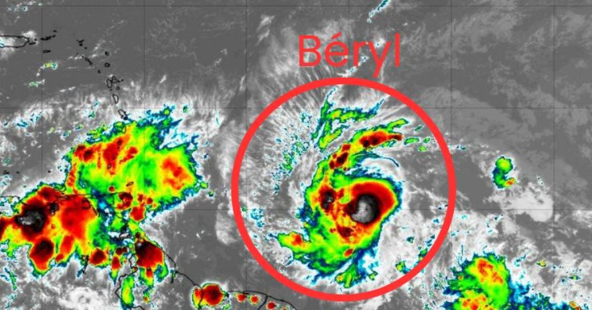 Béryl est désormais un ouragan de catégorie 1, la Martinique en vigilance jaune cyclone