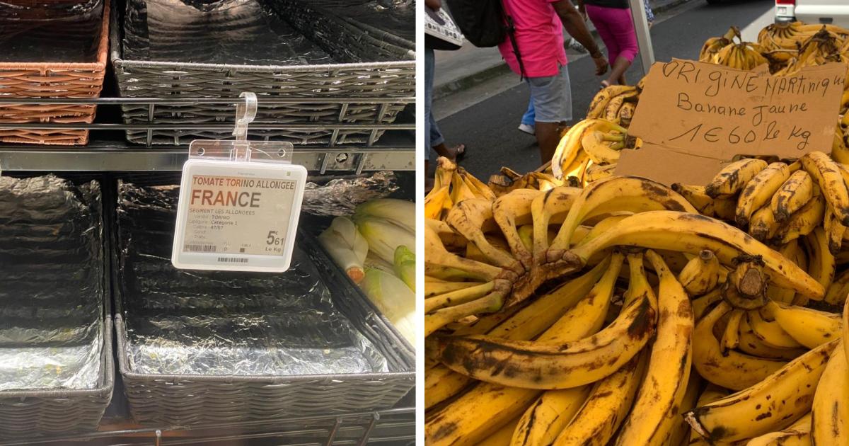Des étals de tomates locales vides en Martinique, contrairement... aux bananes jaunes